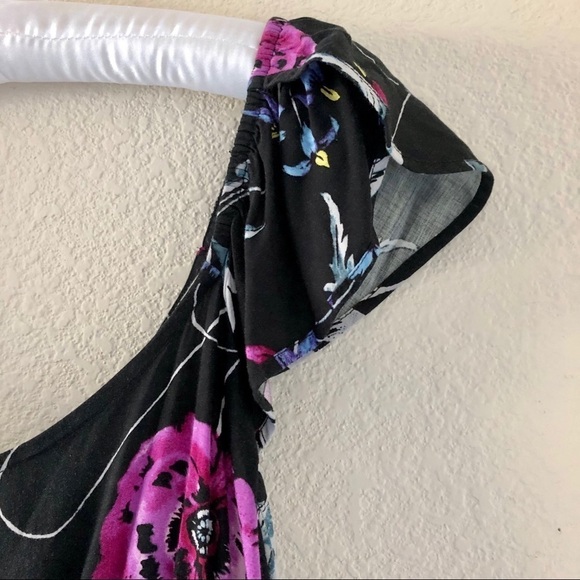 Express Lace Cutout High-Low Floral Dress Size Small Whimsigoth Dark Fairy Sheer - Picture 5 of 10